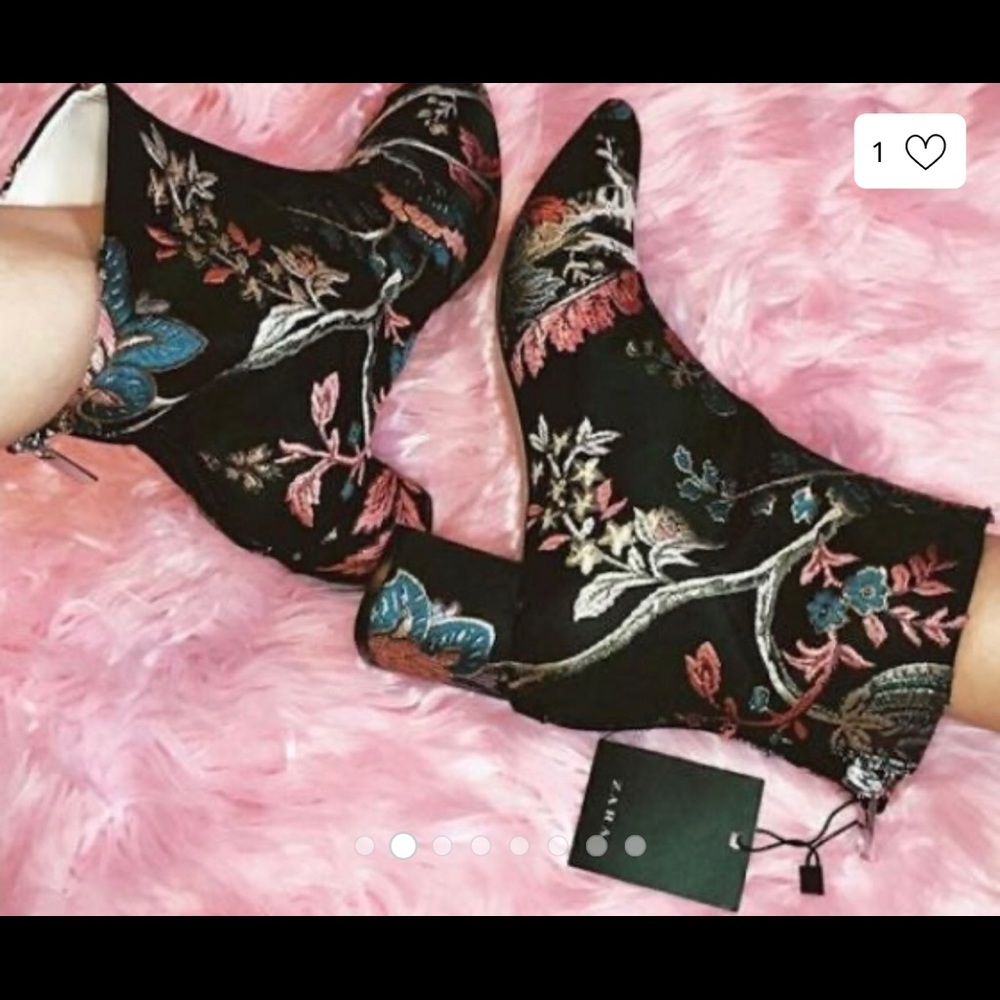 ZARA Spring Floral Ankle Boot